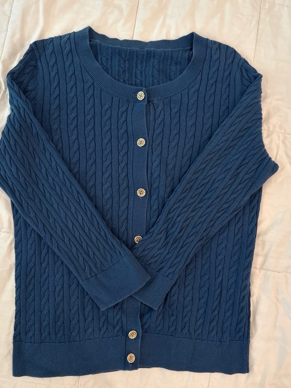 Classic Women's Cable Knit Cardigan Sweater - Blue